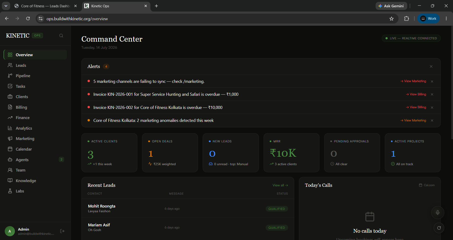 Kinetic Ops custom operations dashboard